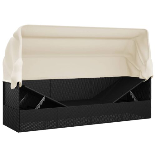 Outdoor Lounge Bed Roof and Black Wicker Rattan - Image 9