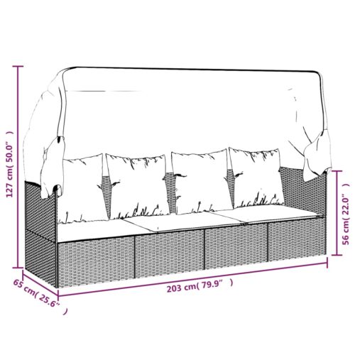 Outdoor Lounge Bed Roof and Black Wicker Rattan - Image 10