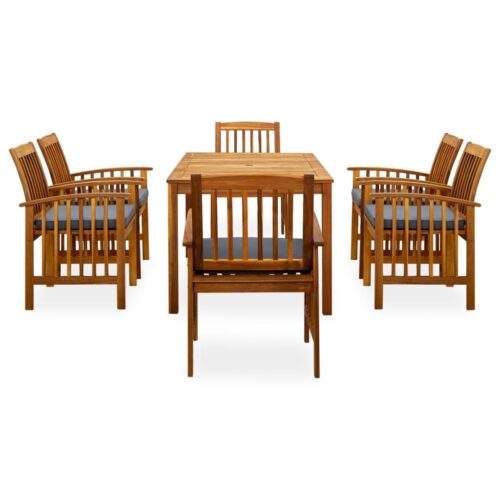 7-Piece Garden Dining Set with Cushions Acacia Wood Timber Outdoor Patio Furniture - Image 2