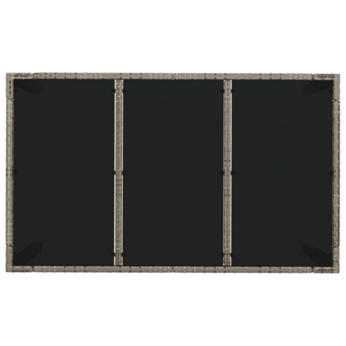 Garden Table with Glass Top Grey 150x90x75cm Poly Rattan - Image 5
