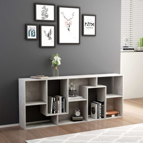 Book Cabinet Concrete Grey 67x24x161cm Engineered Wood - Image 3