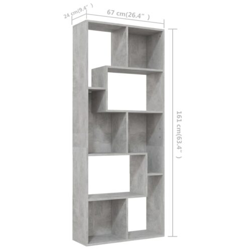 Book Cabinet Concrete Grey 67x24x161cm Engineered Wood - Image 11