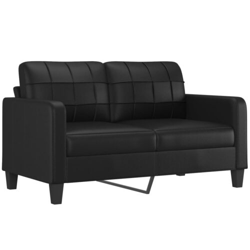 2-Seater Sofa Black 140cm Faux Leather - Image 2