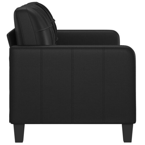 2-Seater Sofa Black 140cm Faux Leather - Image 4