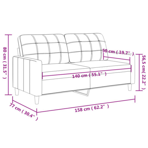 2-Seater Sofa Black 140cm Faux Leather - Image 8