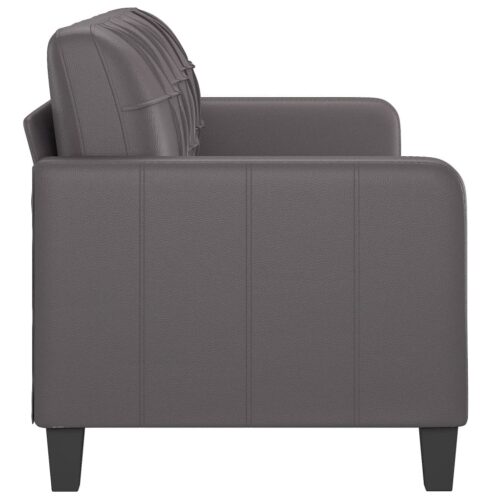 3-Seater Sofa Grey 180cm Faux Leather - Image 4