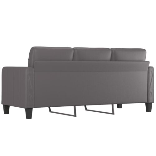 3-Seater Sofa Grey 180cm Faux Leather - Image 5