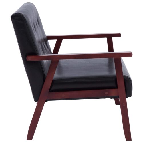 2-Seater Sofa Black Faux Leather - Image 4