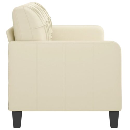 3-Seater Sofa Cream 180cm Faux Leather - Image 4