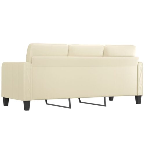 3-Seater Sofa Cream 180cm Faux Leather - Image 5