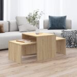 Coffee Table Set Sonoma Oak 100x48x40cm Engineered Wood