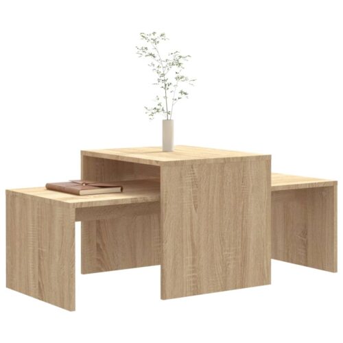 Coffee Table Set Sonoma Oak 100x48x40cm Engineered Wood - Image 3
