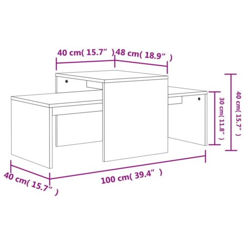 Coffee Table Set Sonoma Oak 100x48x40cm Engineered Wood - Image 7