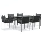 7-Piece Outdoor Dining Set Garden Patio Wicker Rattan Steel Furniture Setting