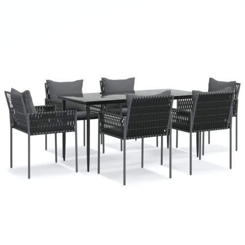 7-Piece Outdoor Dining Set Garden Patio Wicker Rattan Steel Furniture Setting