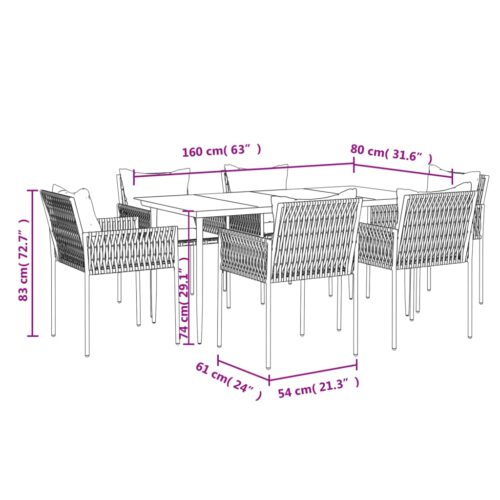 7-Piece Outdoor Dining Set Garden Patio Wicker Rattan Steel Furniture Setting - Image 10