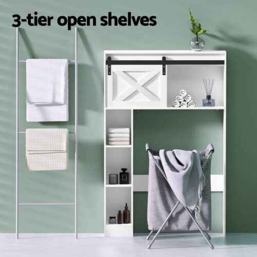 Artiss Bathroom Cabinet Over the Toilet Storage Organiser Laundry Shelf 128cm - Image 4