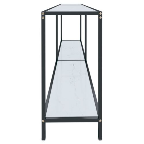 Console Table White 180x35x75.5cm Tempered Glass - Image 4