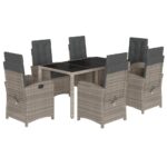 7-Piece Outdoor Dining Set Garden Patio Chairs Rattan Furniture Setting Grey