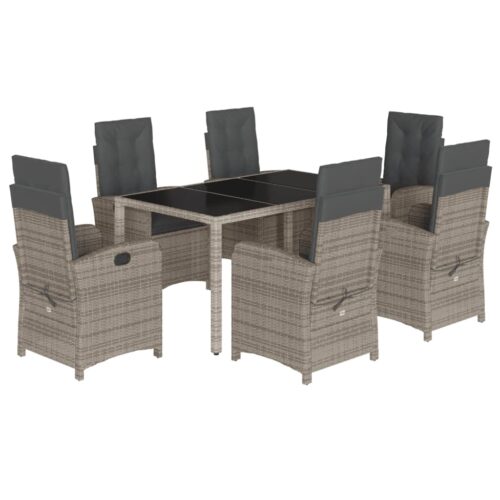 7-Piece Outdoor Dining Set Garden Patio Chairs Rattan Furniture Setting Grey