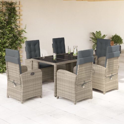 7-Piece Outdoor Dining Set Garden Patio Chairs Rattan Furniture Setting Grey - Image 2