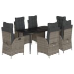 7-Piece Outdoor Dining Set Garden Patio Chairs Rattan Furniture Setting Grey