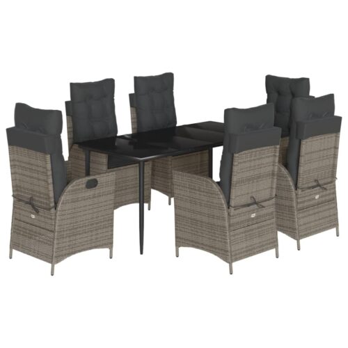7-Piece Outdoor Dining Set Garden Patio Chairs Rattan Furniture Setting Grey