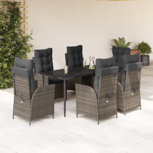 7-Piece Outdoor Dining Set Garden Patio Chairs Rattan Furniture Setting Grey - Image 2