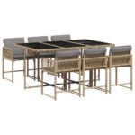 7-Piece Outdoor Dining Set Garden Patio Wicker Rattan Furniture Mix Beige
