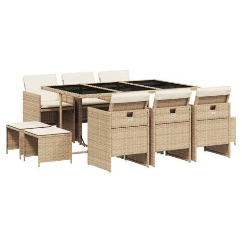 11-Piece Outdoor Dining Set Garden Patio Wicker Rattan Chairs Furniture Setting