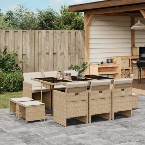 11-Piece Outdoor Dining Set Garden Patio Wicker Rattan Chairs Furniture Setting - Image 2