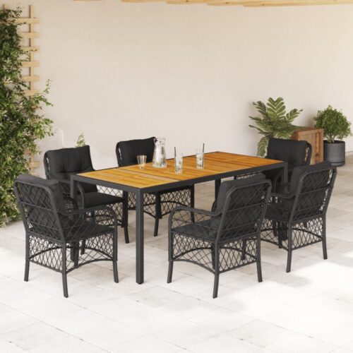 7-Piece Outdoor Dining Set Garden Patio Chairs Wicker Rattan Furniture Setting - Image 2