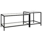 Tea Tables 2pcs Tempered Glass Transparent