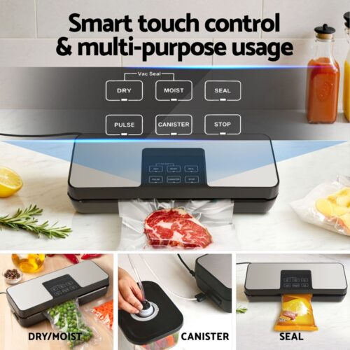 Devanti Food Vacuum Sealer Machine Auto Seal Cutter 5 Modes Storage Bags 28cm 6m 4 Rolls - Image 4