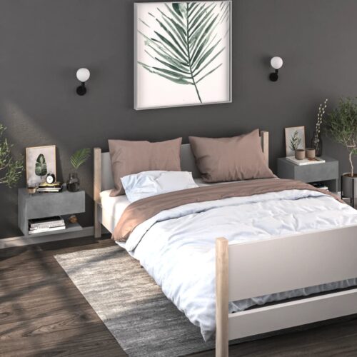 Wall-mounted Bedside Cabinet Concrete Grey - Image 3