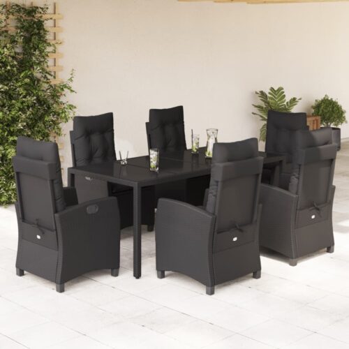 7-Piece Outdoor Dining Set Garden Patio Chairs Wicker Rattan Furniture Setting - Image 2