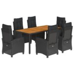 7-Piece Outdoor Dining Set Garden Patio Chairs Wicker Rattan Furniture Black