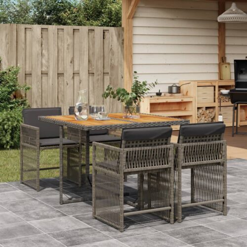 5-Piece Outdoor Dining Set Garden Patio Chairs Wicker Rattan Furniture Setting - Image 2