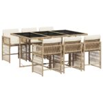 7-Piece Outdoor Dining Set Garden Patio Chairs Wicker Rattan Furniture Beige