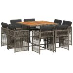 9-Piece Outdoor Dining Set Garden Patio Chairs Cushions Wicker Rattan Furniture