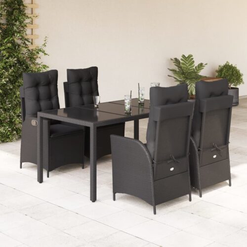 5-Piece Outdoor Dining Set Garden Patio Chairs Bistro Wicker Rattan Furniture - Image 2