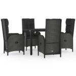 5-Piece Outdoor Dining Set Garden Patio Chairs Bistro Wicker Rattan Furniture