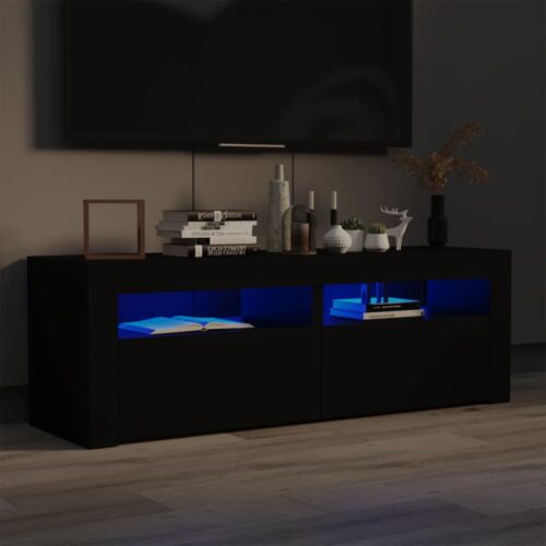 TV Cabinet with LED Lights Black 120cm