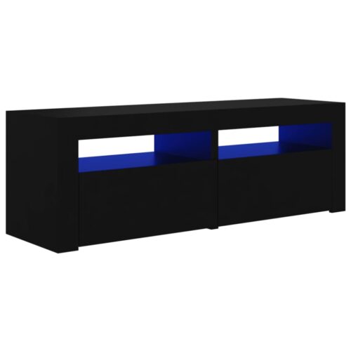 TV Cabinet with LED Lights Black 120cm - Image 2