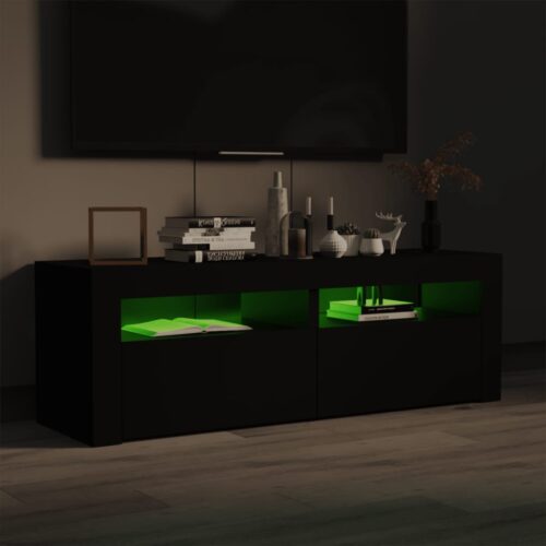 TV Cabinet with LED Lights Black 120cm - Image 3