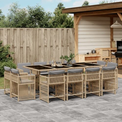 13-Piece Outdoor Dining Set Garden Patio Wicker Rattan Chairs Furniture Setting - Image 2