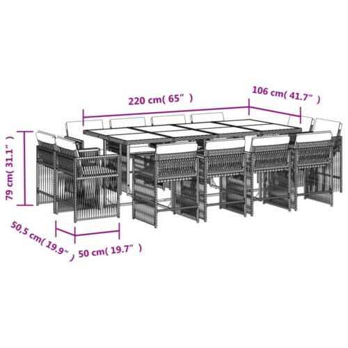 13-Piece Outdoor Dining Set Garden Patio Wicker Rattan Chairs Furniture Setting - Image 5