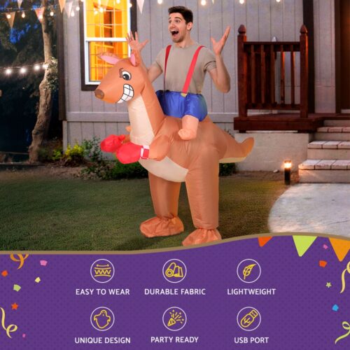Inflatable Kangaroo Costume Adult Suit Blow Up Party Fancy Dress Halloween Cosplay - Image 4