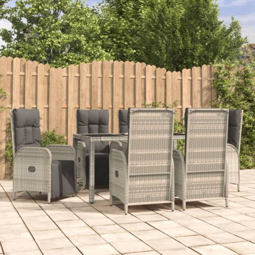 7-Piece Outdoor Dining Set Garden Patio Chairs Rattan Furniture Setting Grey - Image 2