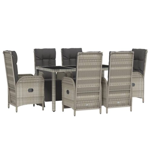 7-Piece Outdoor Dining Set Garden Patio Chairs Rattan Furniture Setting Grey - Image 3